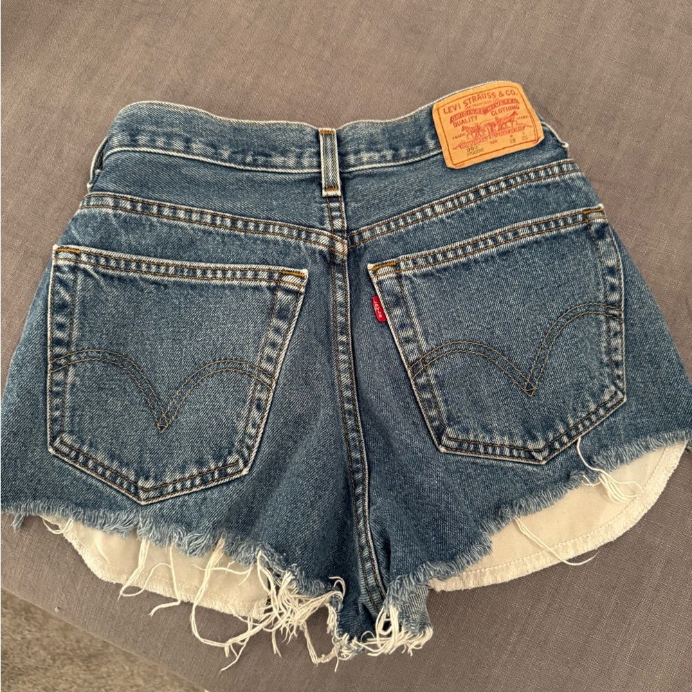 Levi's Blue Jean Shorts with Distressed Hem